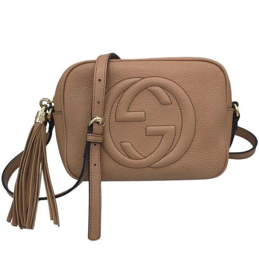 𝅺Gucci Soho Disco Bag Crossbody Handbag Purse in Beige Leather